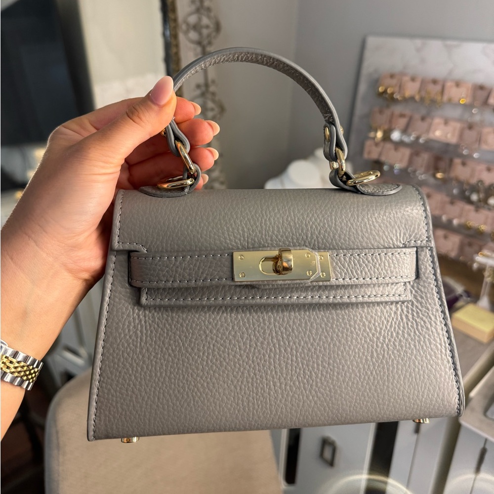 🇮🇹 “Florentina” Gray Genuine Italian Leather Purse - Picture 1 of 1